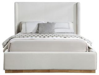 Flynn Linen Textured Fabric Full Bed, Cream, Queen