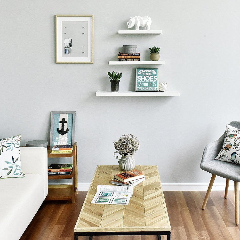 Simons Floating Wall Shelves, White, 24"