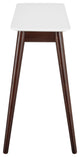 Manon Console Table, Matte White With Dark Walnut Legs