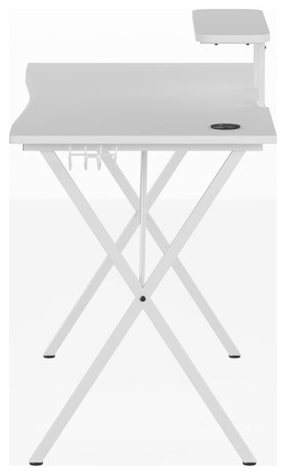 Gaming Desk with Cup Holder, Headphone Hook, and Monitor/Smartphone Stand, White