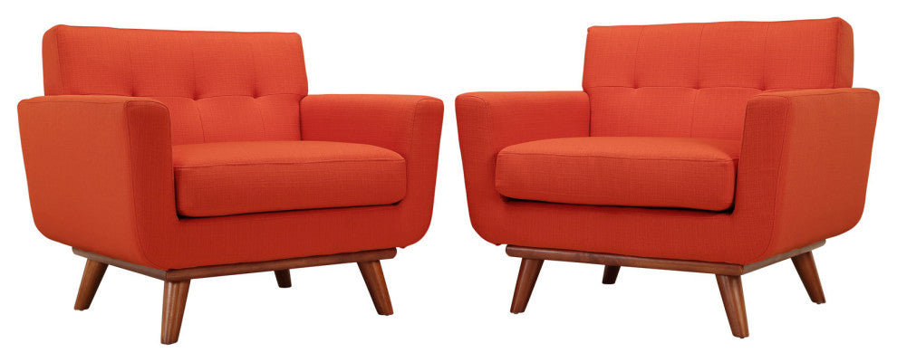 Modern Atomic Red Engage Armchair Wood Set of 2