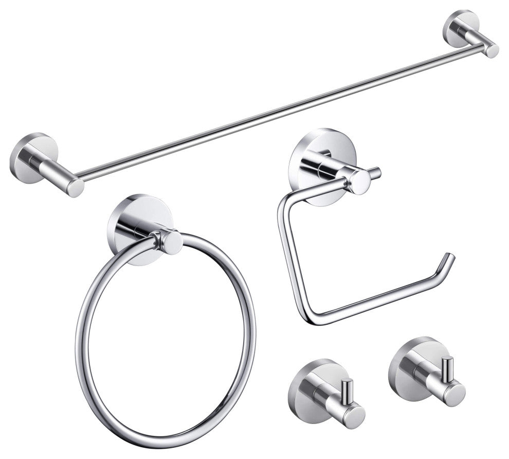 Circular 5-Piece Bathroom Hardware Set, Chrome