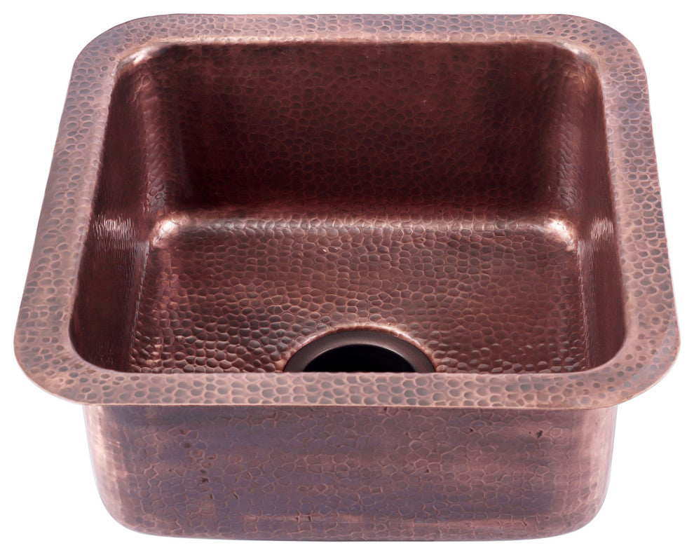 Nantucket Sinks'' SQRC-7PS Copper Square Bar Sink and Cutting Board