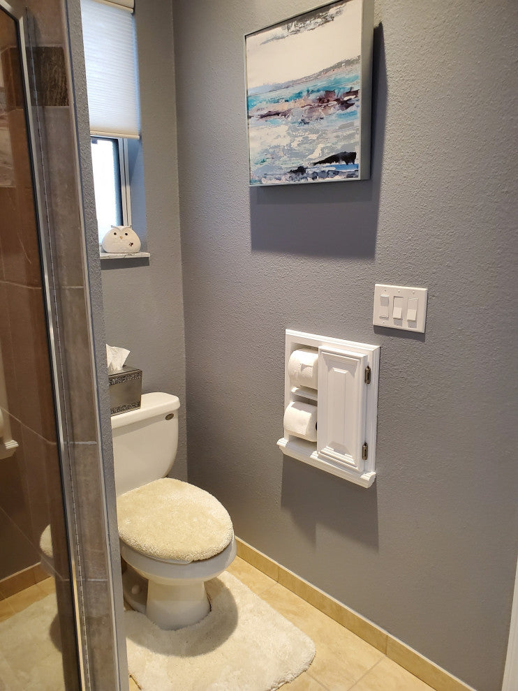 Hyacinth Wood Recessed Double Toilet Paper Holder With Cabinet 14x16.25, White Enamel