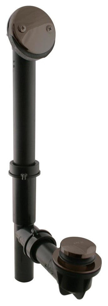 Black 1.5" Tubular Tip Toe Bath Waste In Powder Coated White, Powder Coated Flat Black