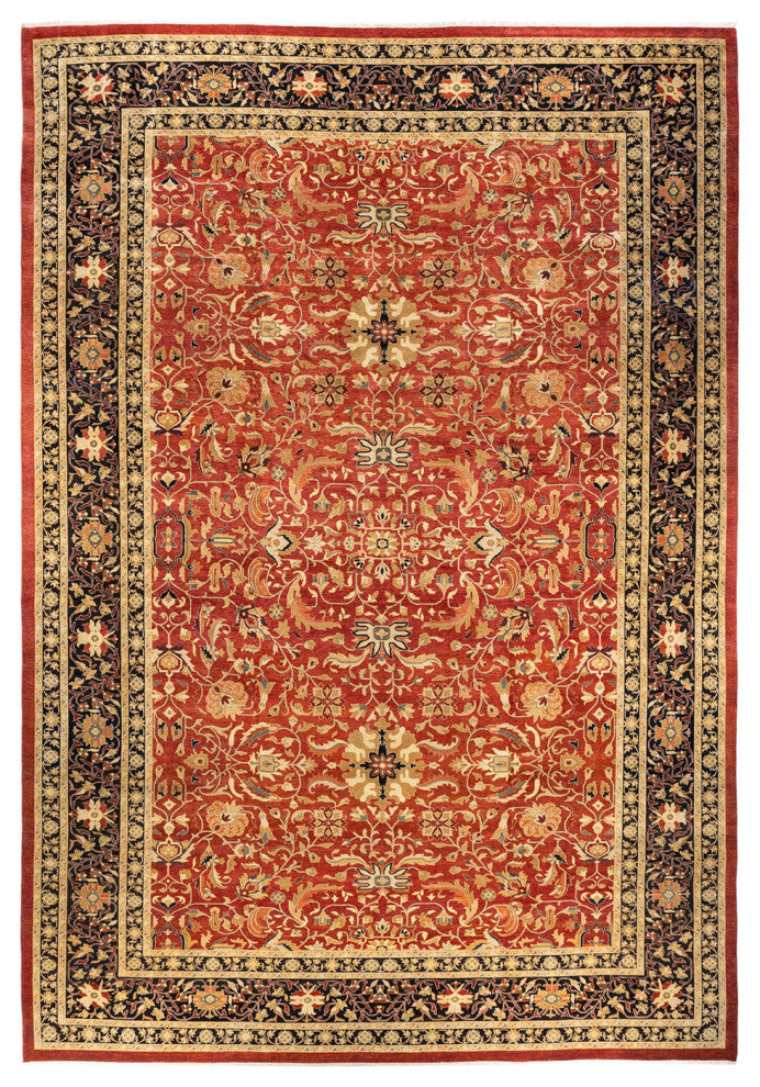Eclectic, One-of-a-Kind Hand-Knotted Area Rug Orange, 12'2"x18'1"