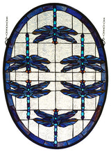 22W X 30H Dragonflies Oval Stained Glass Window