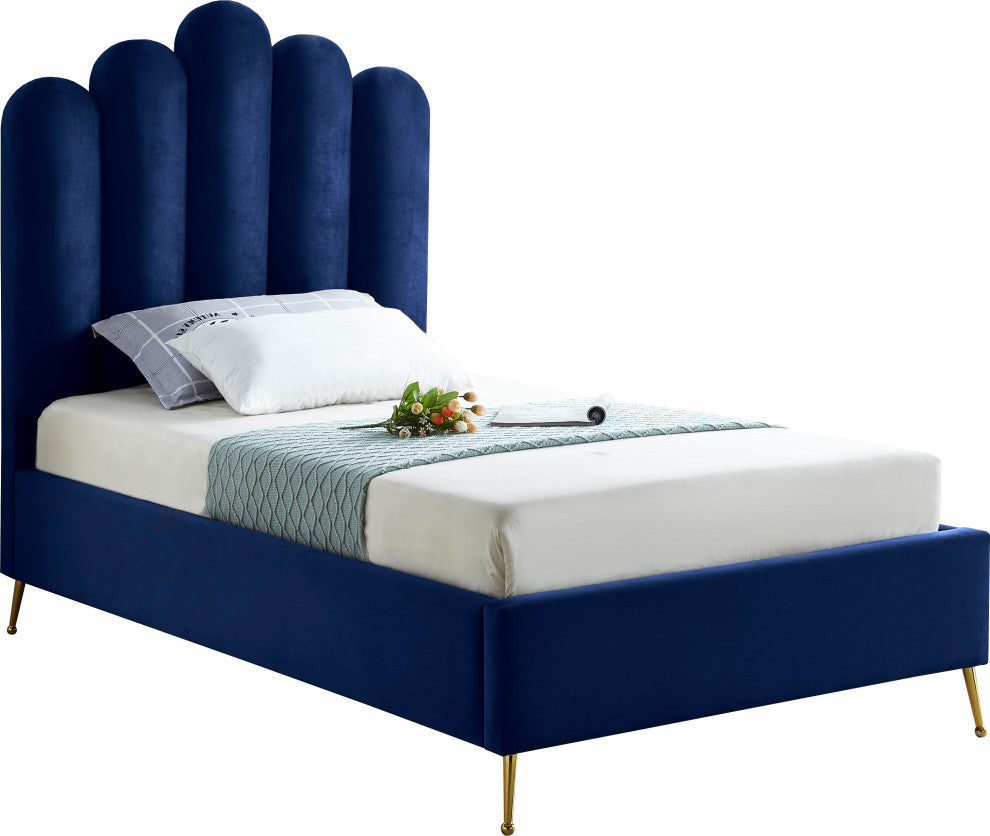 Lily Velvet Bed, Navy, Twin
