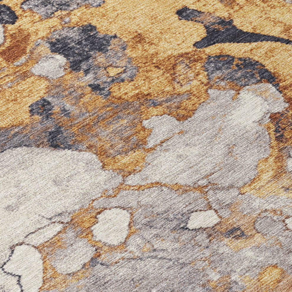 Machine Washable Indoor/Outdoor Chantille ACN1909 Gold 3' x 5' Rug
