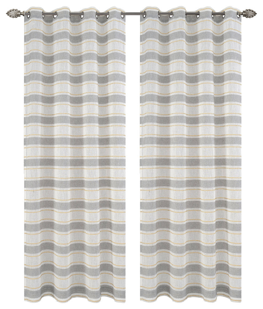 Deneuve Drapery Curtain Panels with Grommets, Gray