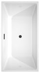 Sara 59" Freestanding White Bathtub, Matte Black Drain and Overflow Trim