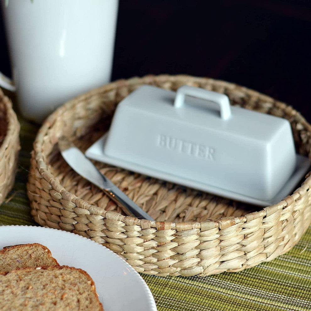2 Piece Woven Wicker Tray Set