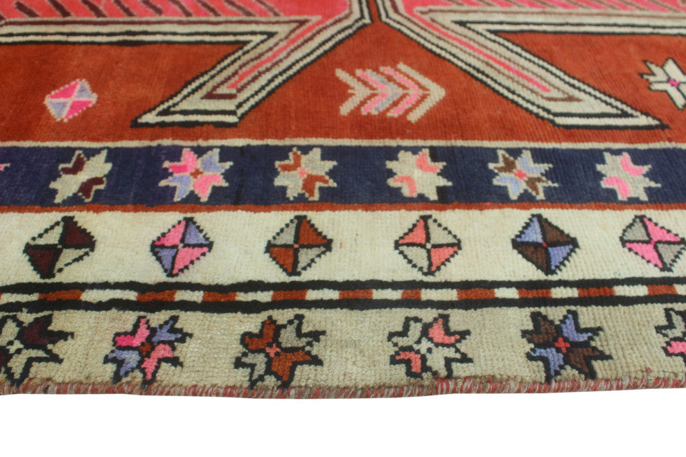 Fine Vintage Distressed Brock Rust/Navy Runner, 4'3x9'6