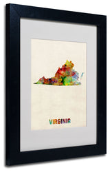 'Virginia Map' Matted Framed Canvas Art by Michael Tompsett