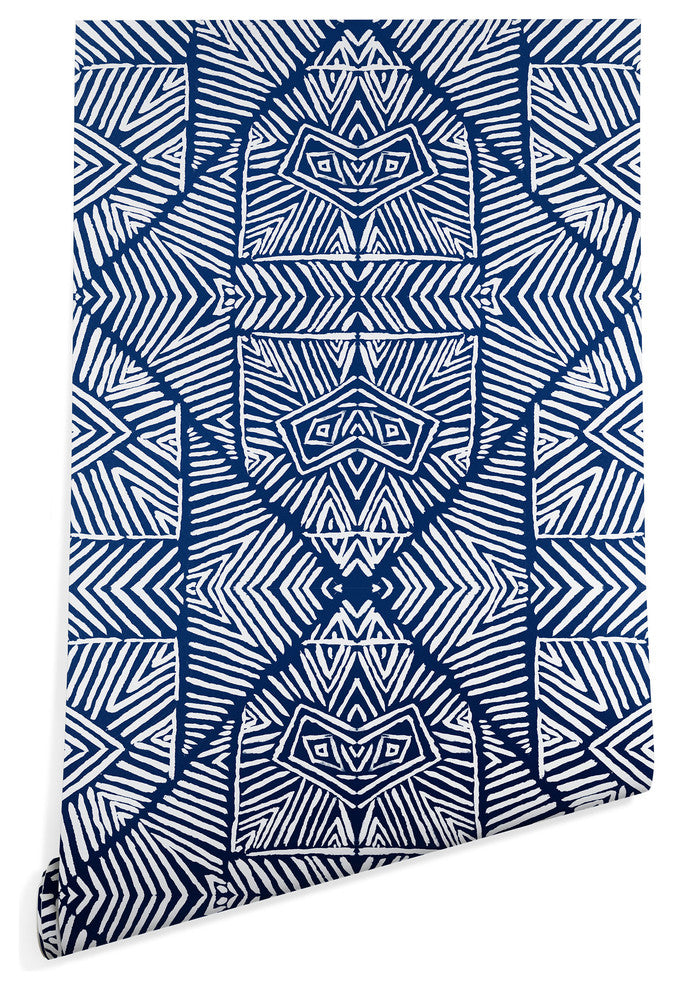 Deny Designs Marta Barragan Camarasa Indigo of Shapes Wallpaper, Blue, 2'x10'