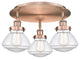 Olean-3 Light 18" Flush Mount-Antique Copper, Clear Glass Shade