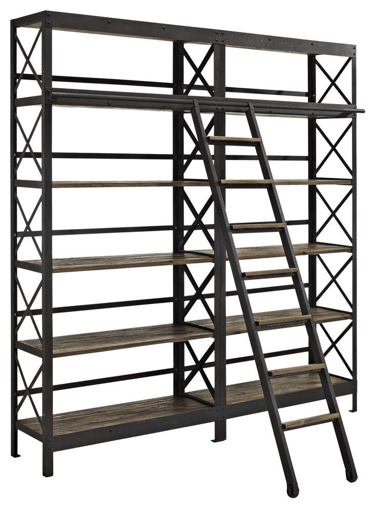 Industrial Modern Contemporary Living Room Wood Metal Stand Brown
