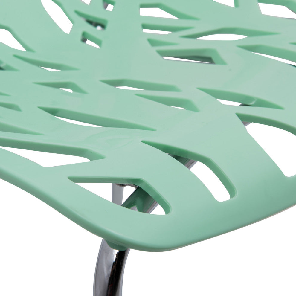 LeisureMod Modern Asbury Dining Chair With Chromed Legs, Set of 2 Mint