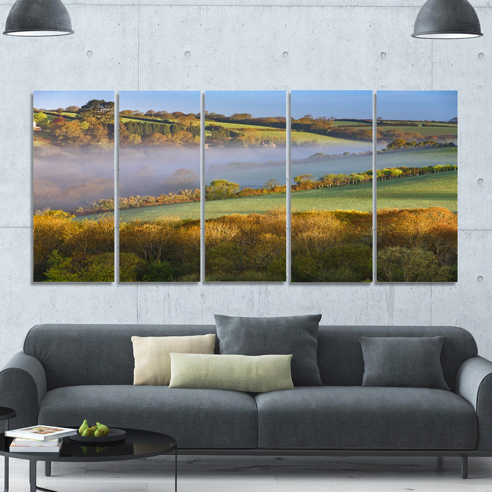 Cornwall South West England, Landscape Canvas Art Print, 60"x28", 5 Panels