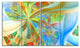 Yellow Fractal Exotic Plant Stems, Abstract Canvas Art Print, 48"x28", 4 Panels