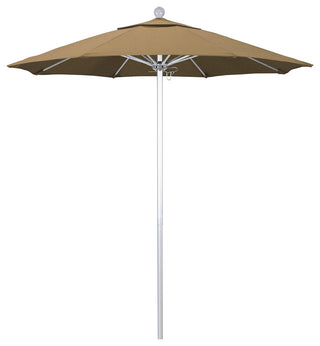 7.5' Silver Anodized Push Lift Aluminum Umbrella, Straw Olefin