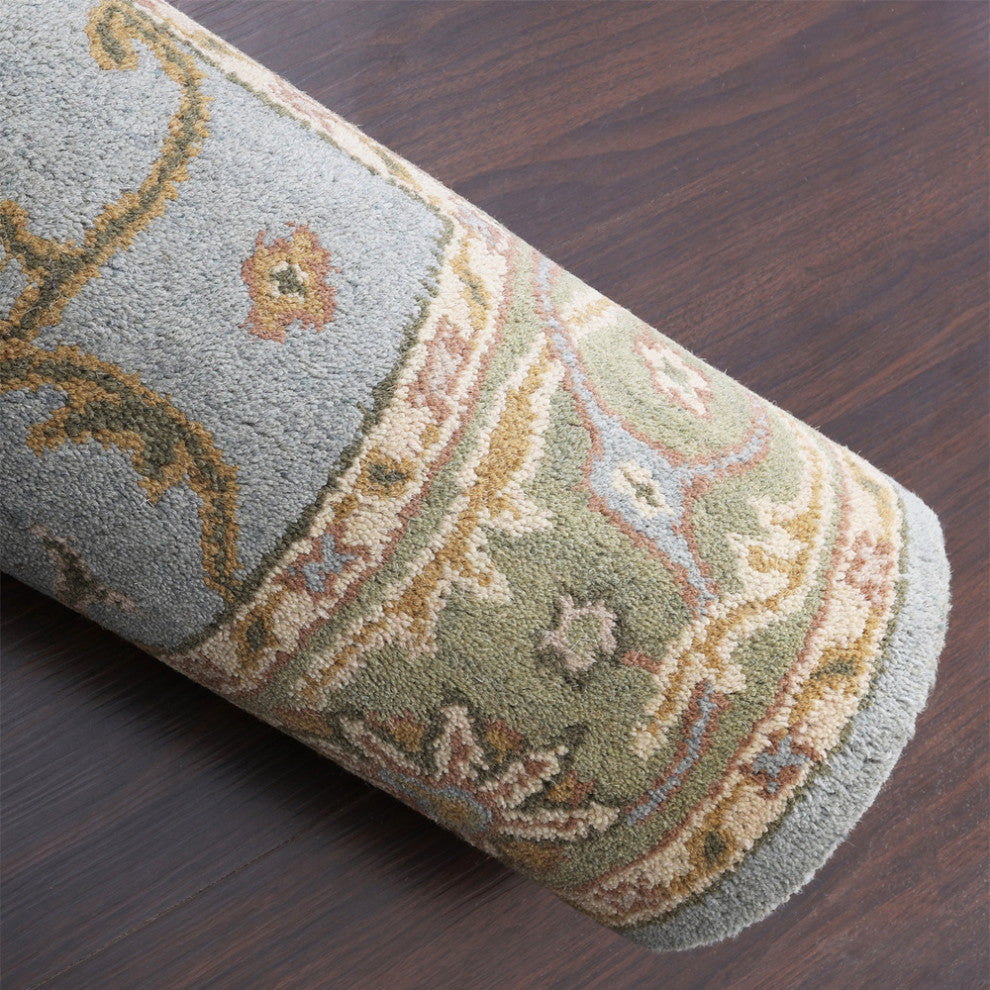 HAND TUFTED WOOL ECO-FRIENDLY AREA RUGS, Blue Green Color, Oriental Design