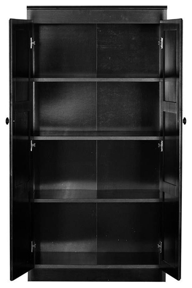 Bowery Hill Traditional 60" Wood Storage Cabinet with 4-Shelves in Espresso