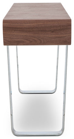 HomeRoots 30" Walnut Veneer Steel and MDF Console Table