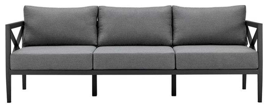 Armen Living Sonoma 4-Piece Modern Aluminum Outdoor Set in Dark Gray