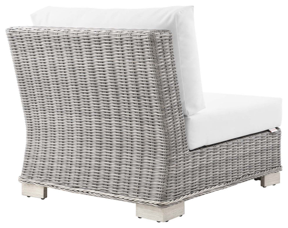 Outdoor Patio Wicker Rattan 7-Piece Sectional Sofa Furniture Set Gray White