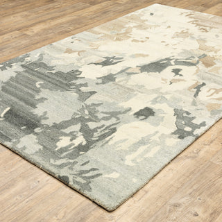 Athena Marbled Abstract Beige/ Charcoal Hand-Tufted Wool Rug 5' x 8'