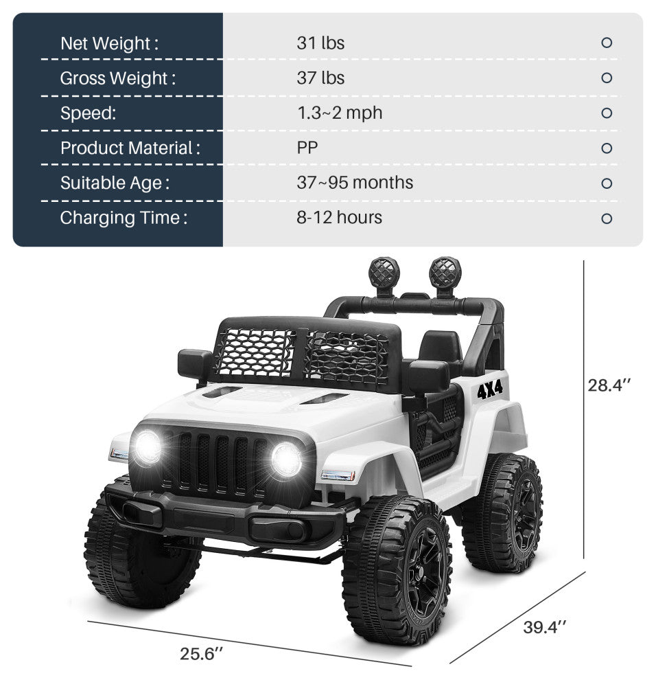12V Battery Powered Electric Ride-On SUV MP3, Bluetooth, White