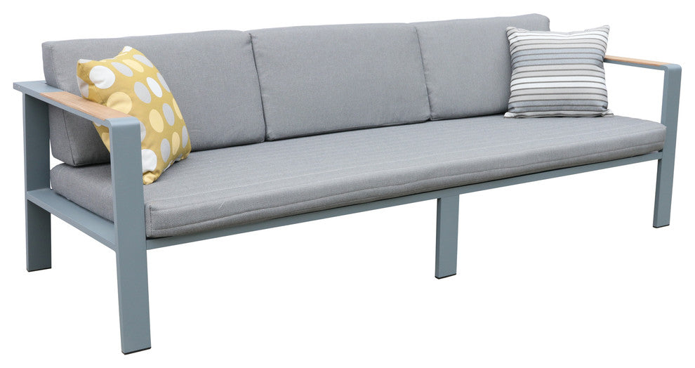 Nofi 4-Piece Outdoor Patio Set, Gray Powder Coated Finish With Gray Cushions