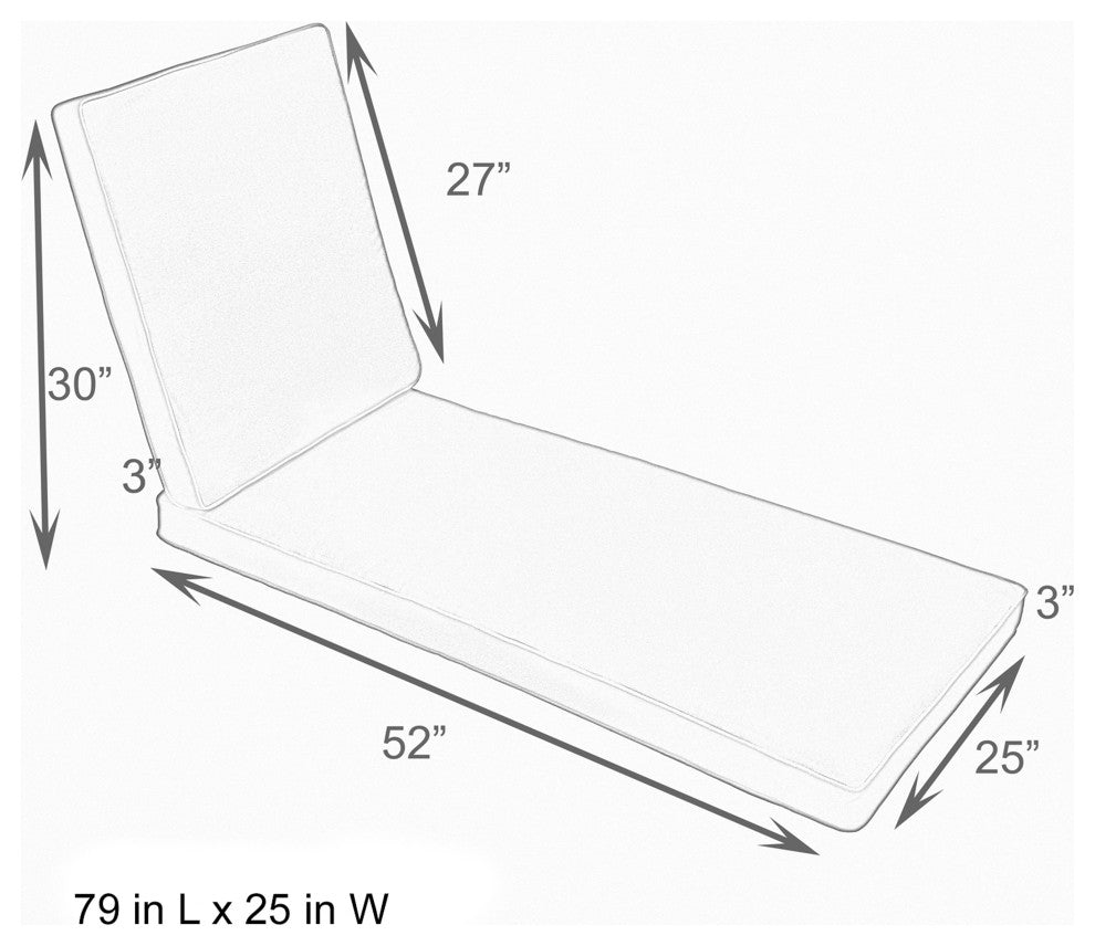 Mozaic Home Dupione Laurel Outdoor/Indoor Chaise Lounge Cushion 79x25x3"
