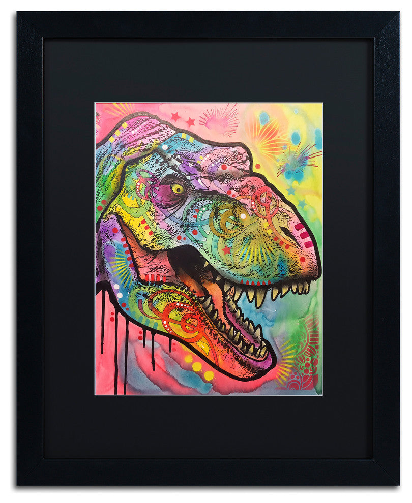 Dean Russo 'T Rex 1' Art, Black Frame, Black Mat, 16x20