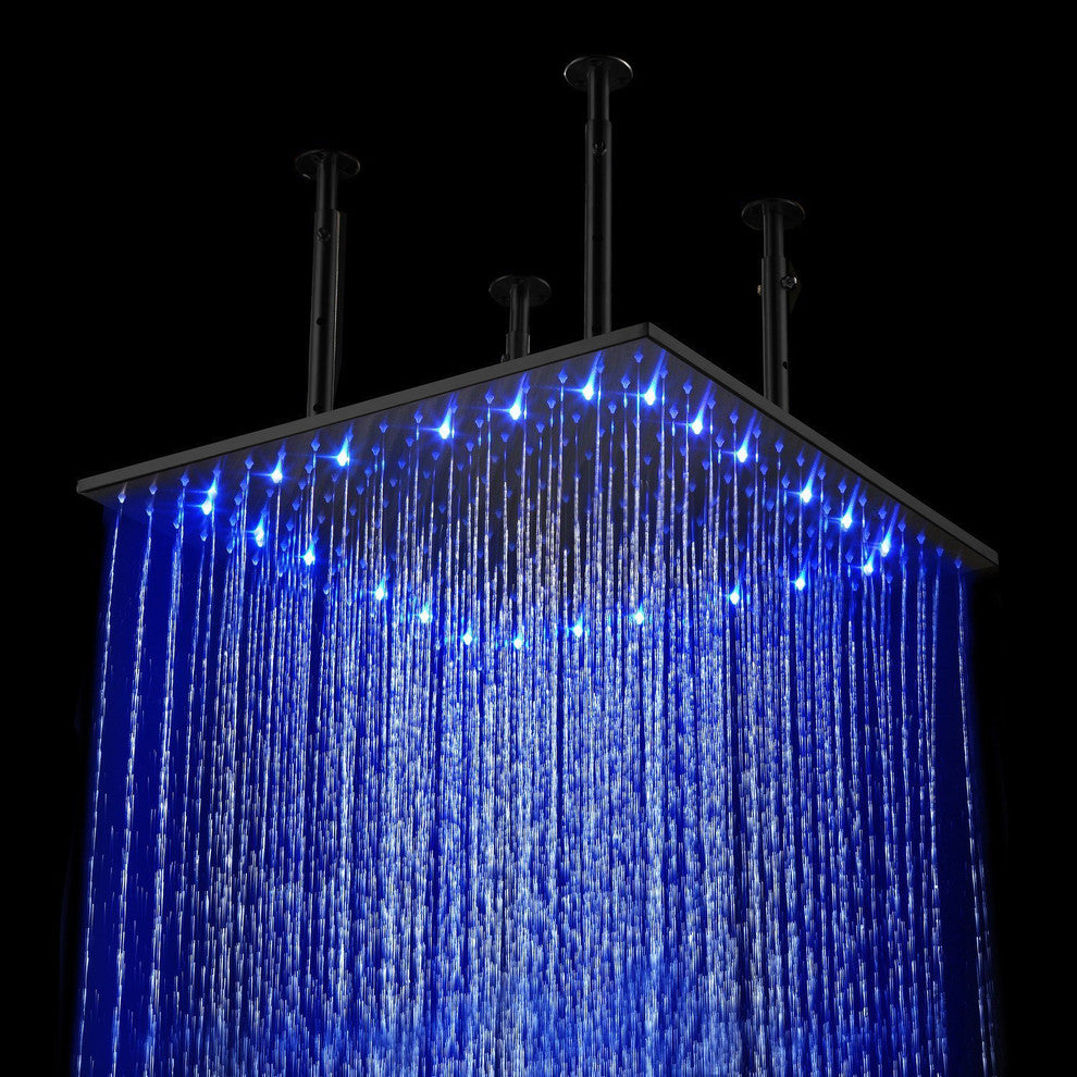 Fontana 40" Oil Rubbed Bronze Color Changing LED Rain Shower Head, Solid Brass