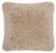 Fluffy Beige Shag Accent Throw Pillow