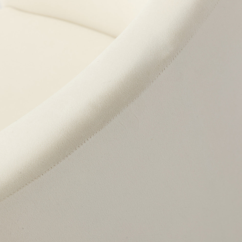 Upholstered Accent Comfy Swivel Chair With Metal Base, Ivory