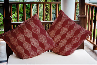 Pyramid Stripe Indoor/Outdoor Throw Pillow, Dark Red, 16x16"