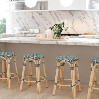 Tobias Rattan Round 24 Counter Stool, Green