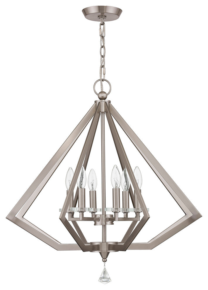 Diamond Chandelier, Brushed Nickel