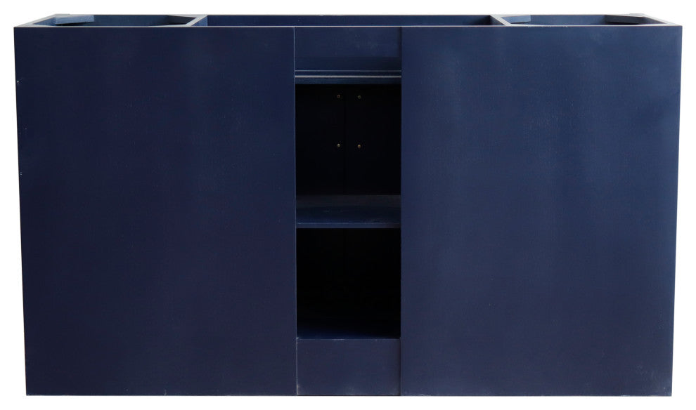61" Single Sink Vanity, Blue Finish And Black Galaxy Granite