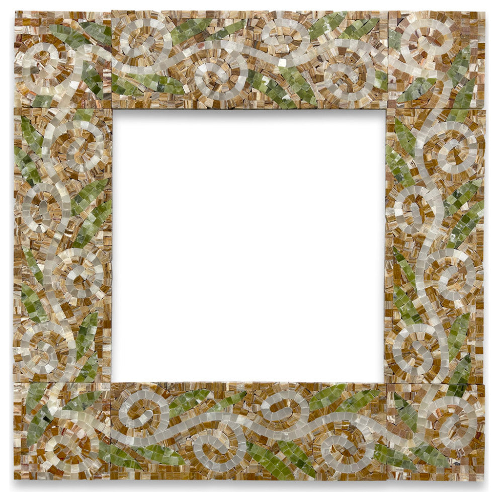 Marble Mosaic Border Listello Tile Garden Onyx 4.7x13.4 Polished, 1 piece