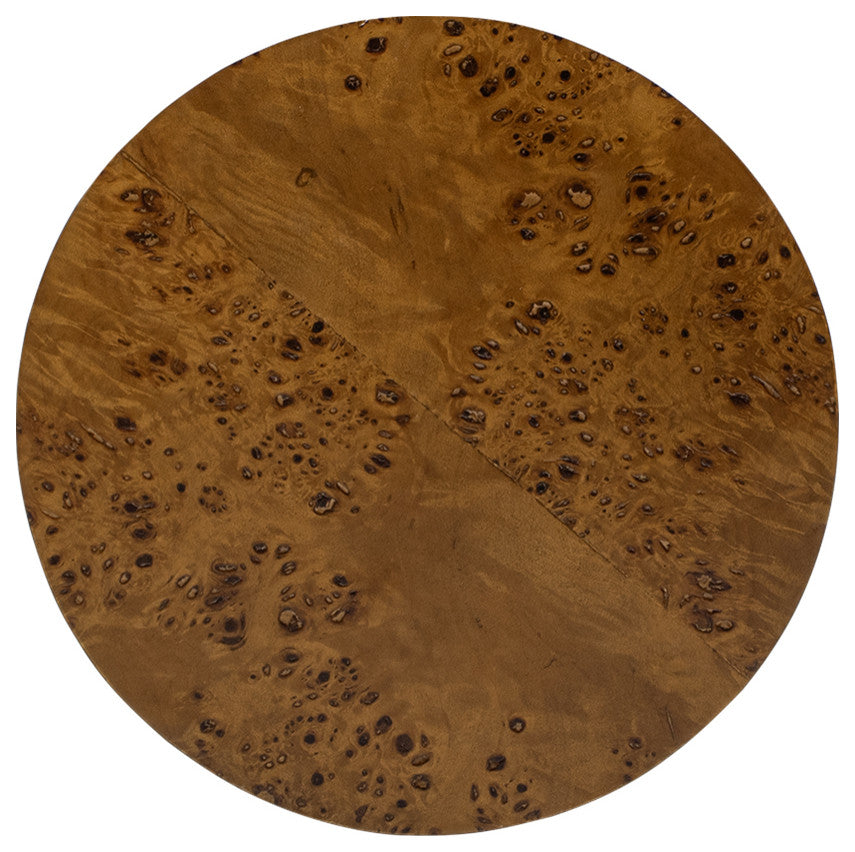 Nebula 29.5" Burl Wood Accent Pillar Side Table, Medium Brown Walnut
