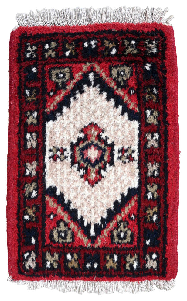 Handmade Vintage Persian Hamadan Mat 1.3'x1.9', 40cmx59cm 1970s