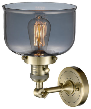 Large Bell 1-Light Sconce, Antique Brass, Glass: Plated Smoked