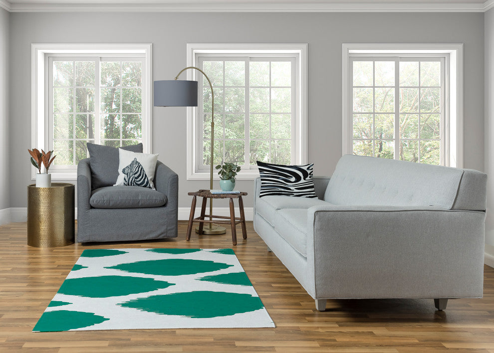 Web of Ikat Soft Chenille Area Rug, Green, 4'x6'
