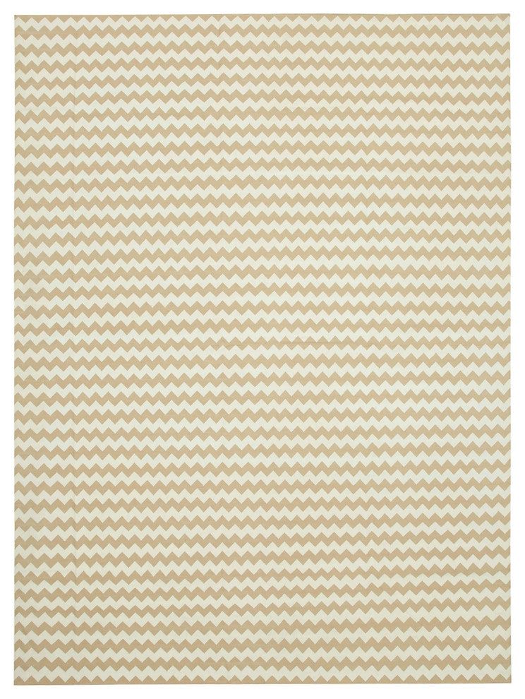 Rug N Carpet - Handmade Wool 10' 0'' x 13' 7'' Modern Design Dhurrie Kilim Rug
