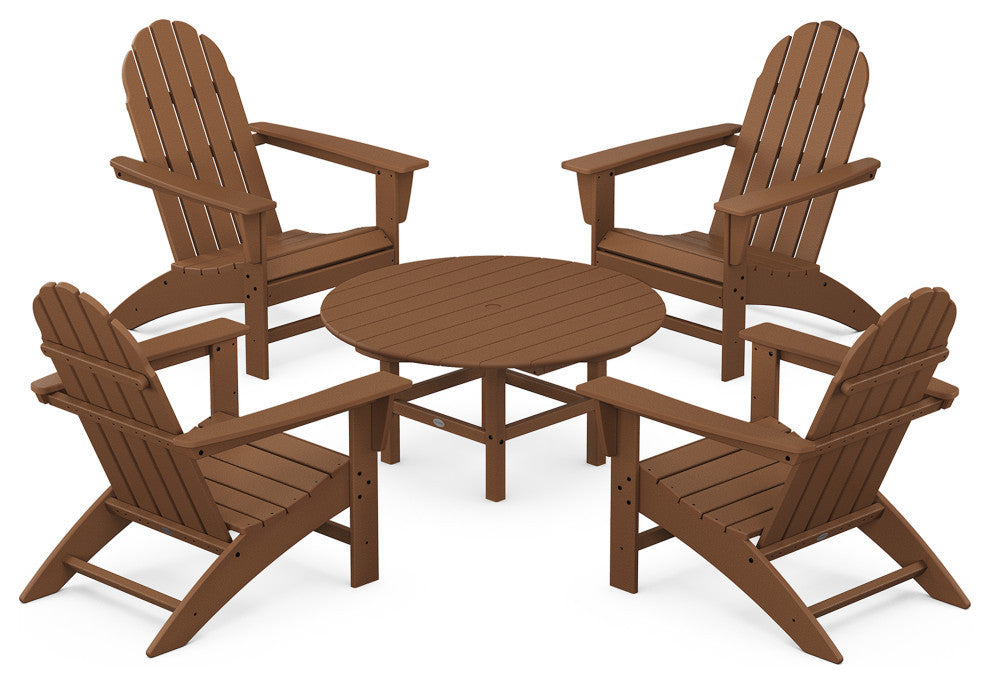 Vineyard 5-Piece Adirondack Chair Conversation Set, Teak