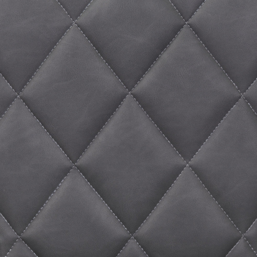 Computer Chair, Faux Vinyl Leather, Steel, Gray, Chrome, Business Office
